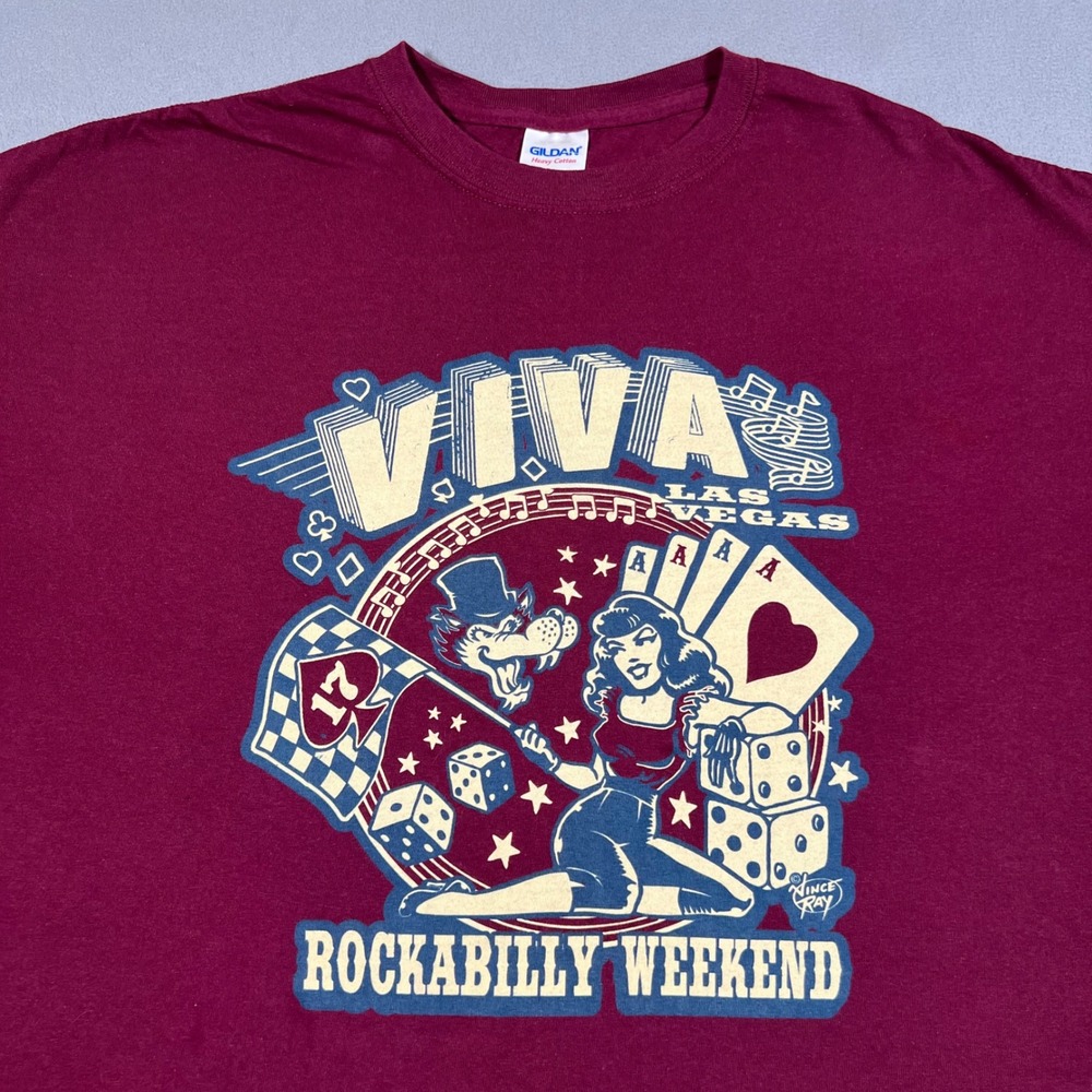 Viva Las Vegas Rockabilly Weekend Vince‎ Ray 2017 T Shirt Mens Size 2XL Red